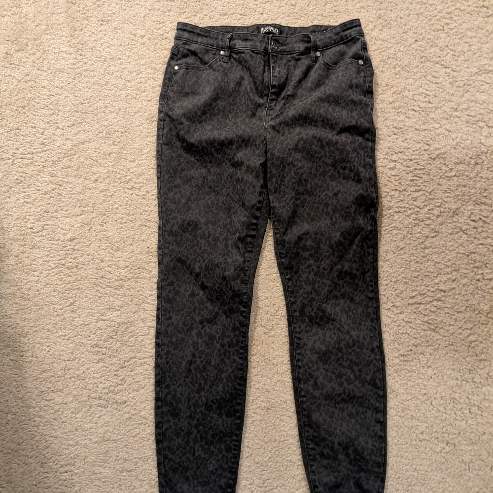 Black Leopard Print Jeans